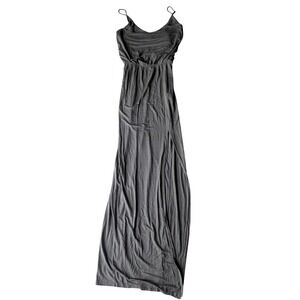 Lulus Lost in Paradise Olive Green Maxi Dress M Jersey Slip Spaghetti Strap Slit